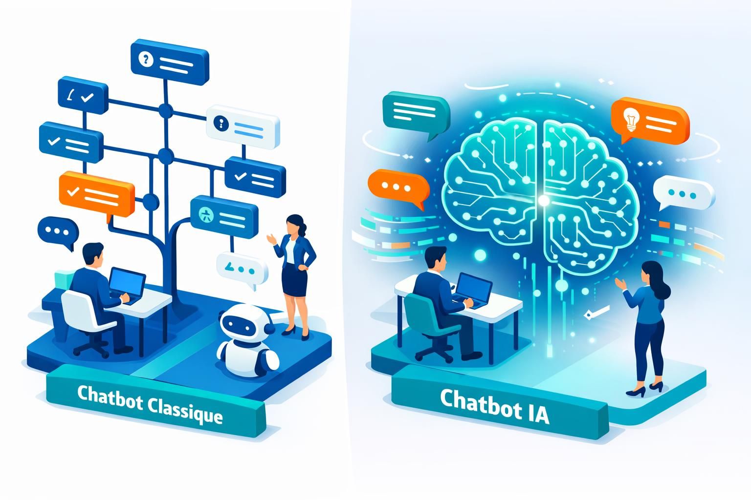 découvrez les différences entre chatbot ia et chatbot classique, leurs avantages et lequel choisir pour optimiser votre service client et interaction.
