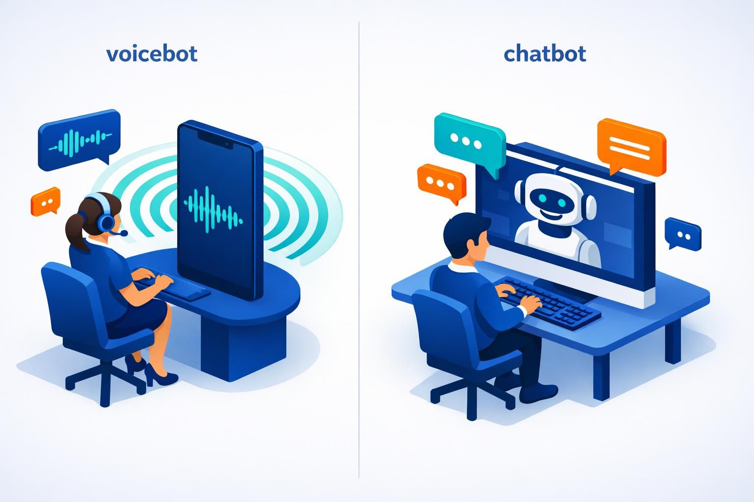 comparez voicebot et chatbot pour choisir l'agent conversationnel idéal qui boostera l'efficacité et l'expérience client de votre entreprise.